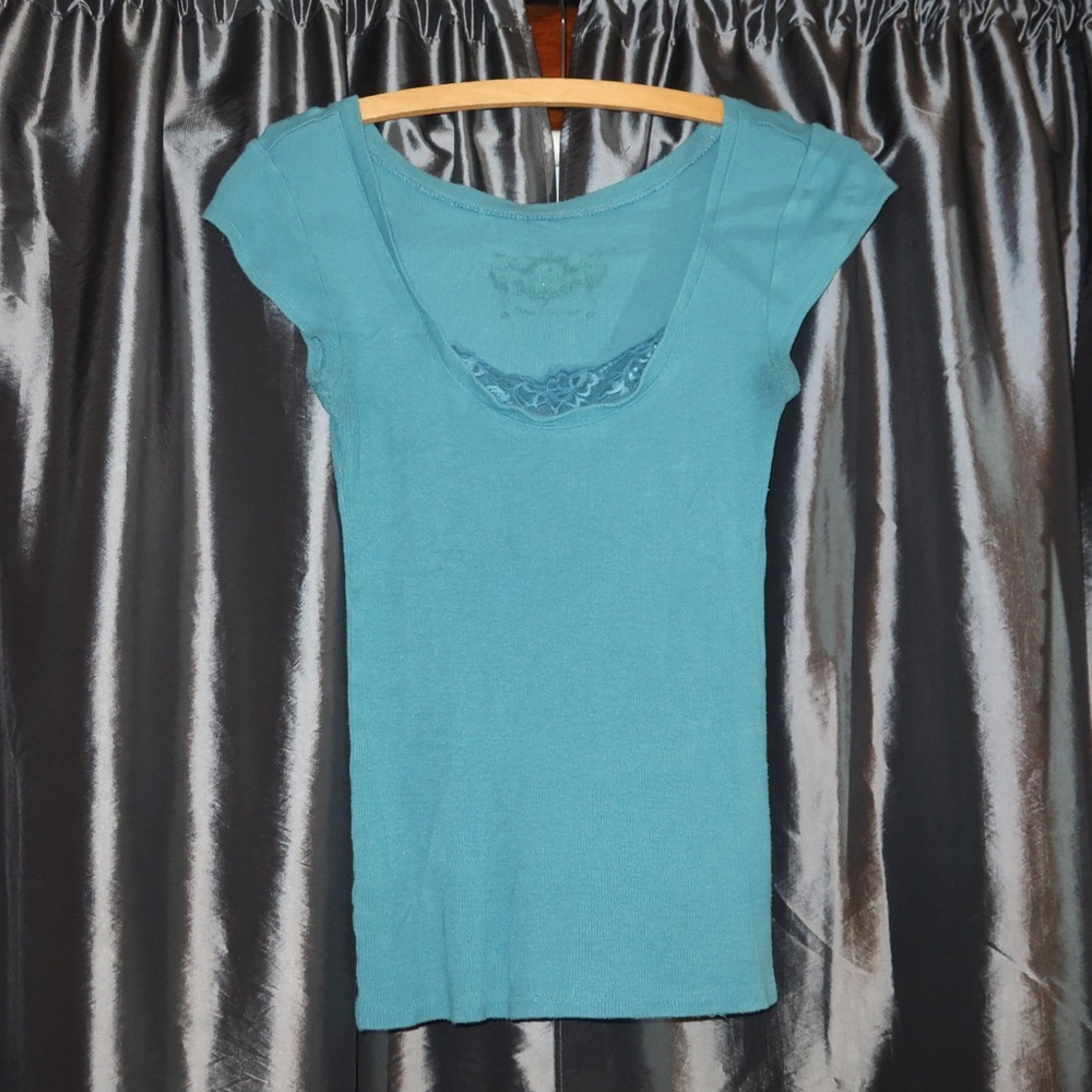 teal lace top